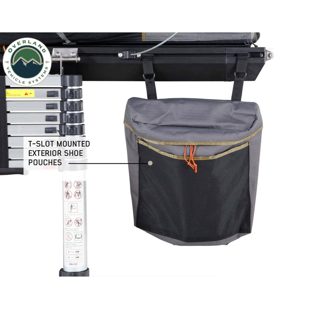 Overland Vehicle Systems - HD Mamba Clam Shell Aluminum Hard Shell Roof Top Tent, Grey Body & Green Trim