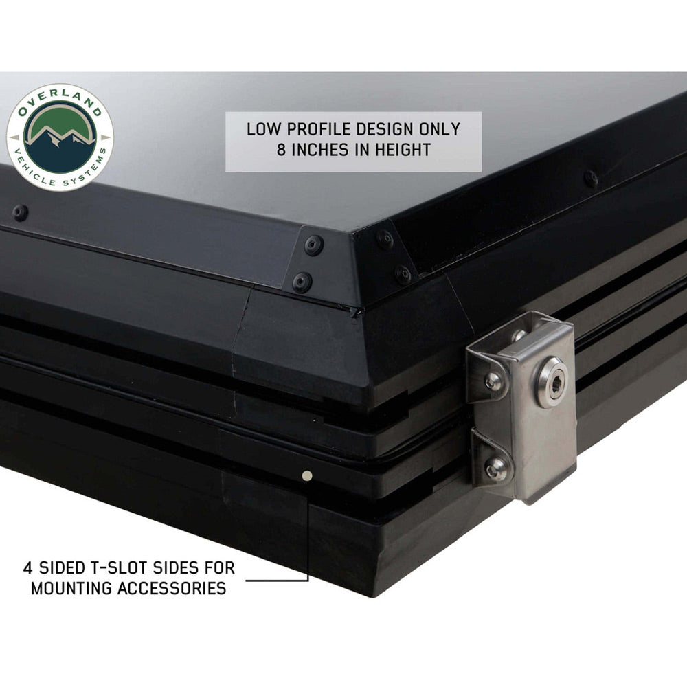 Overland Vehicle Systems - HD Mamba Clam Shell Aluminum Hard Shell Roof Top Tent, Grey Body & Green Trim