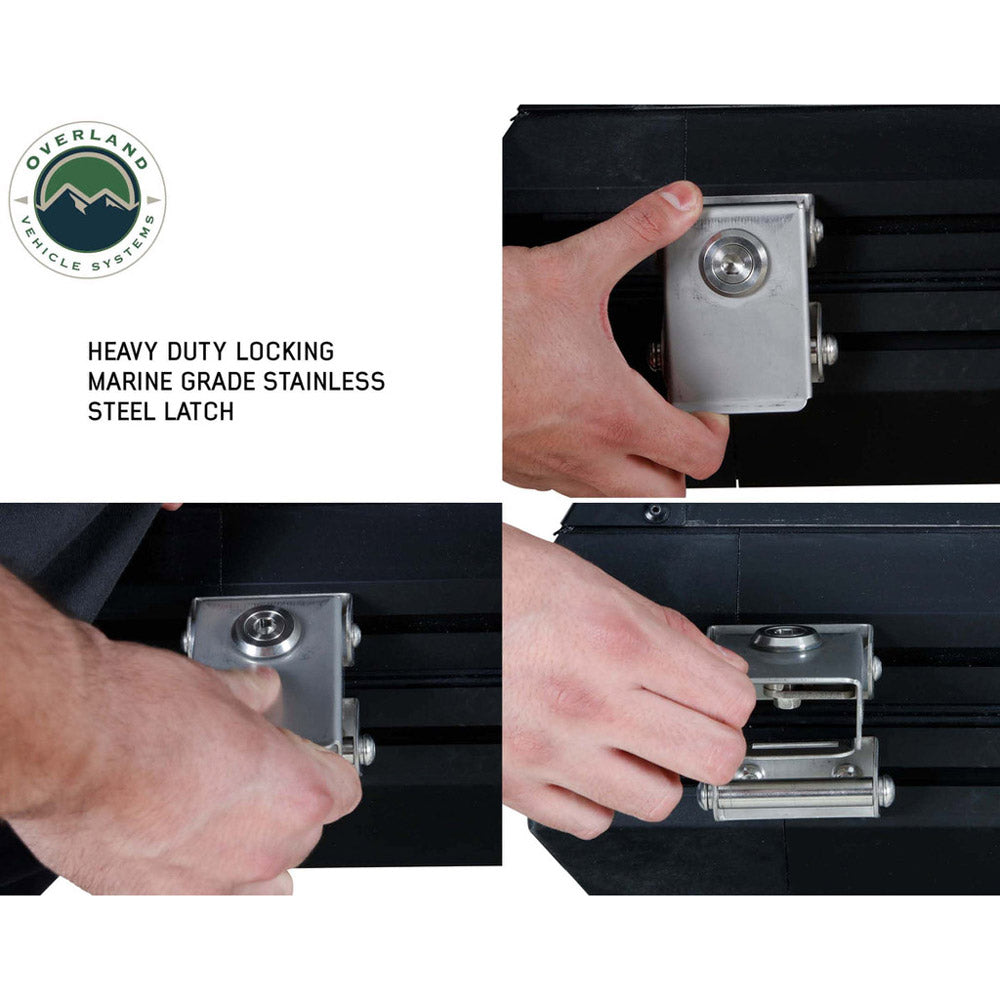 Overland Vehicle Systems - HD Mamba Clam Shell Aluminum Hard Shell Roof Top Tent, Grey Body & Green Trim