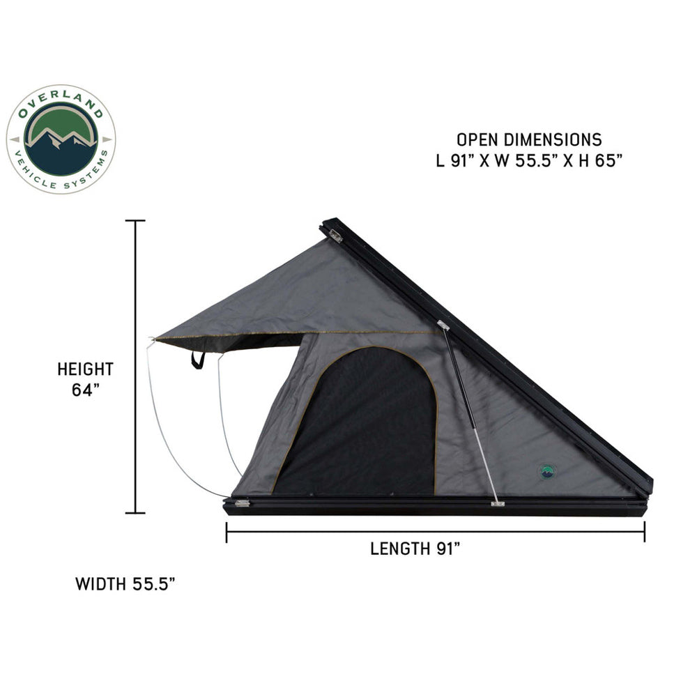 Overland Vehicle Systems - HD Mamba Clam Shell Aluminum Hard Shell Roof Top Tent, Grey Body & Green Trim