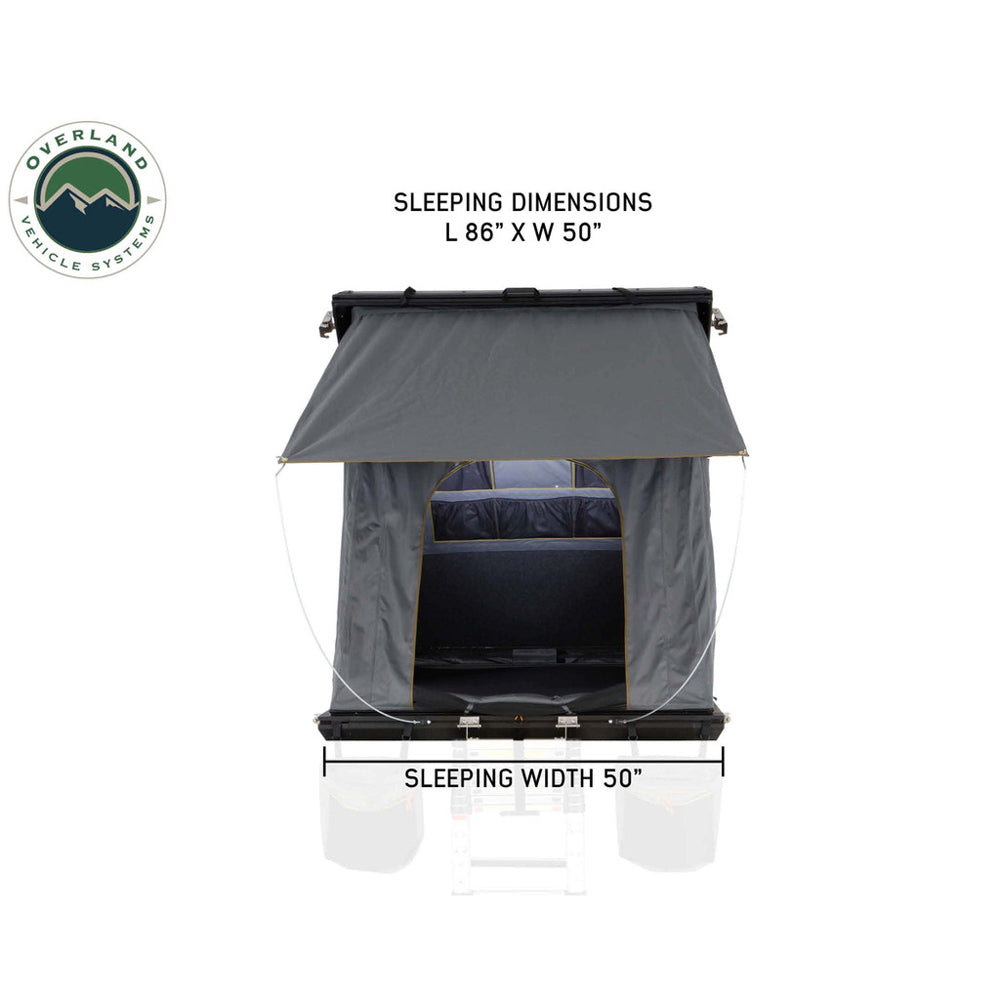Overland Vehicle Systems - HD Mamba Clam Shell Aluminum Hard Shell Roof Top Tent, Grey Body & Green Trim
