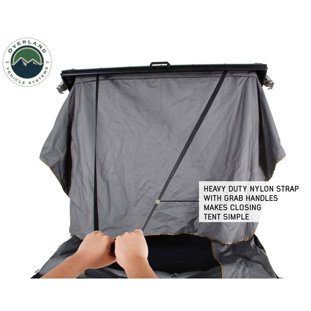 Overland Vehicle Systems - HD Mamba Clam Shell Aluminum Hard Shell Roof Top Tent, Grey Body & Green Trim