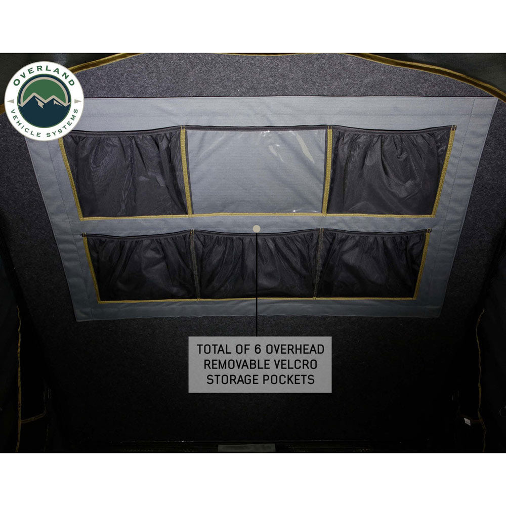 Overland Vehicle Systems - HD Mamba Clam Shell Aluminum Hard Shell Roof Top Tent, Grey Body & Green Trim