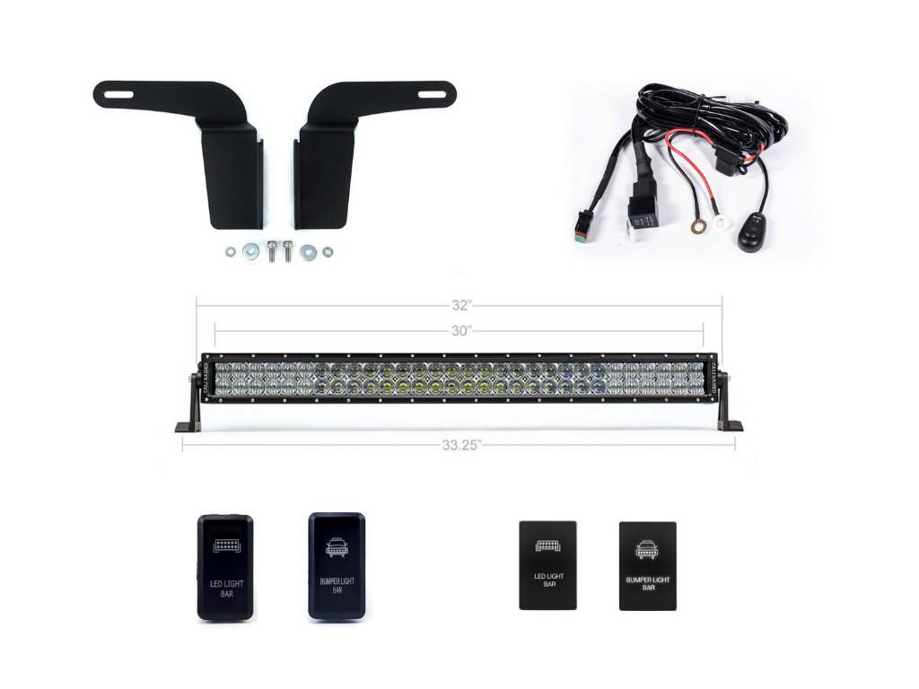 Cali Raised LED - 32" Lower Bumper Hidden LED Light Bar Brackets Kit - Toyota 4Runner (2003-2009)