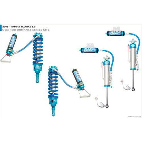 [kin33001-209a] King Shocks - 3.0 Stage 3 Race Kit Front Shocks - Remote Reservoir Coilover with ADJ with Internal Bypass - Toyota Tacoma Pre/4wd (2005-2023)