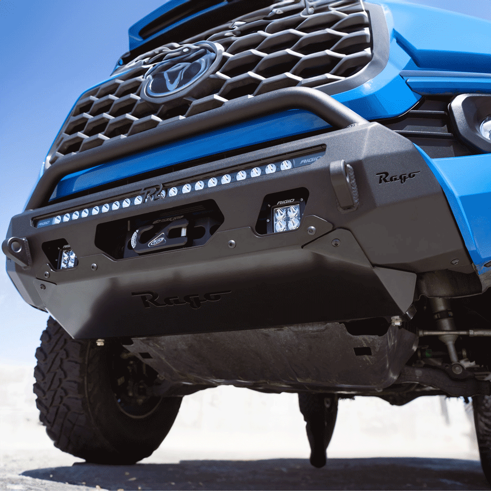 Rago Fabrication - Center Mount Winch Front Bumper with Top Hoop - Toyota Tacoma (2016-2023)