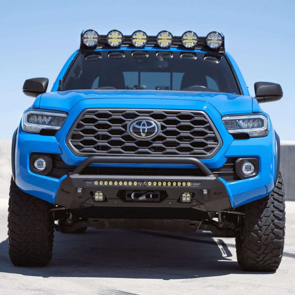 Rago Fabrication - Center Mount Winch Front Bumper with Top Hoop - Toyota Tacoma (2016-2023)