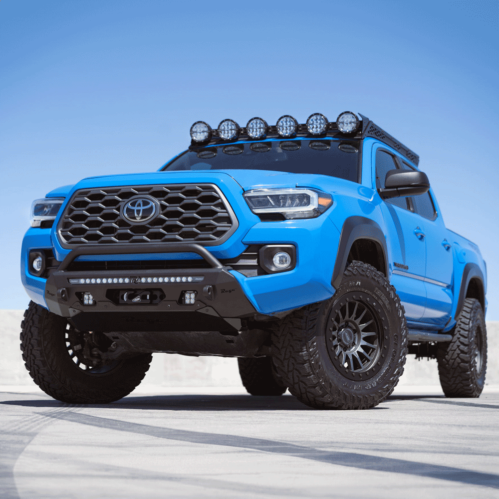 Rago Fabrication - Center Mount Winch Front Bumper with Top Hoop - Toyota Tacoma (2016-2023)