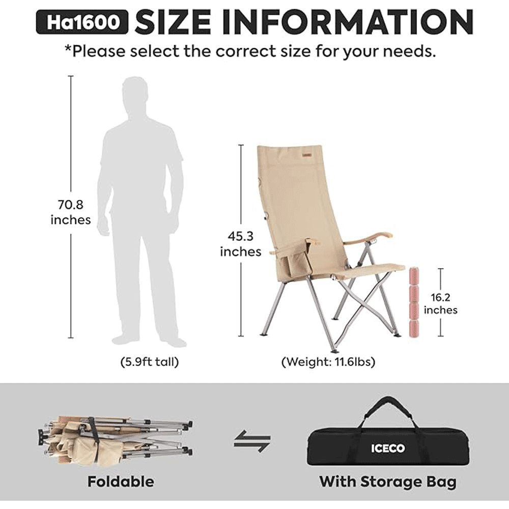 ICECO - Ha1600 Adjustable Camping Chair