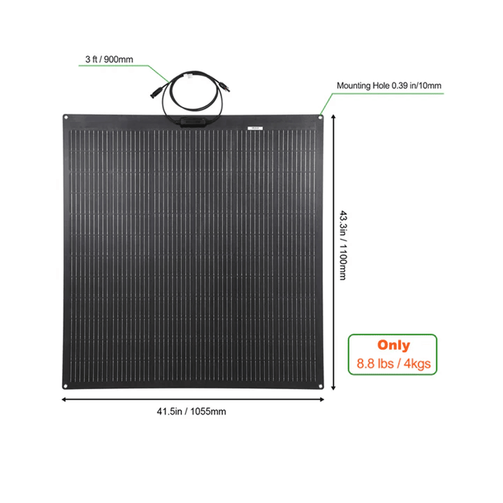 Lensun Solar - 200W Flexible Solar Panel, Latest Technology PERC 9BB Solar Cells