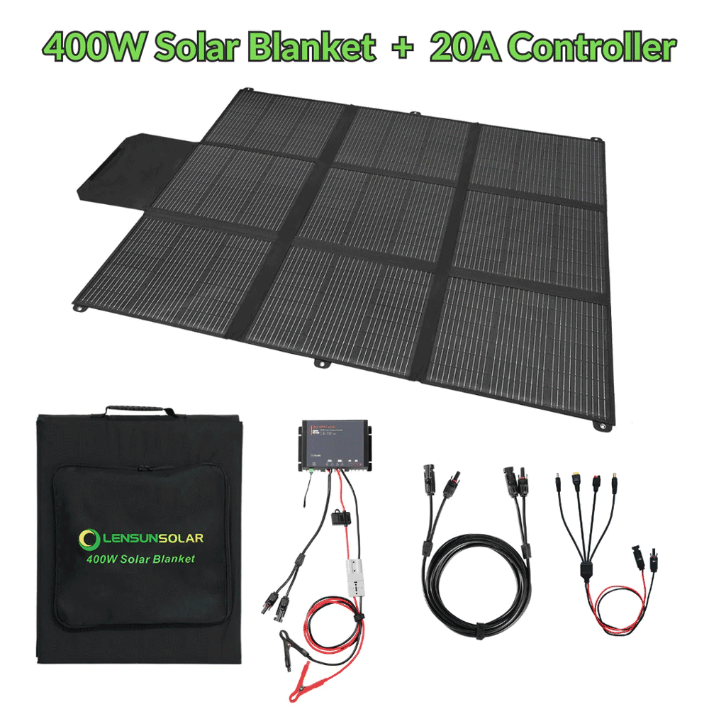 Lensun Solar - 400W 36V Solar Blanket for 24V Battery or Power Station