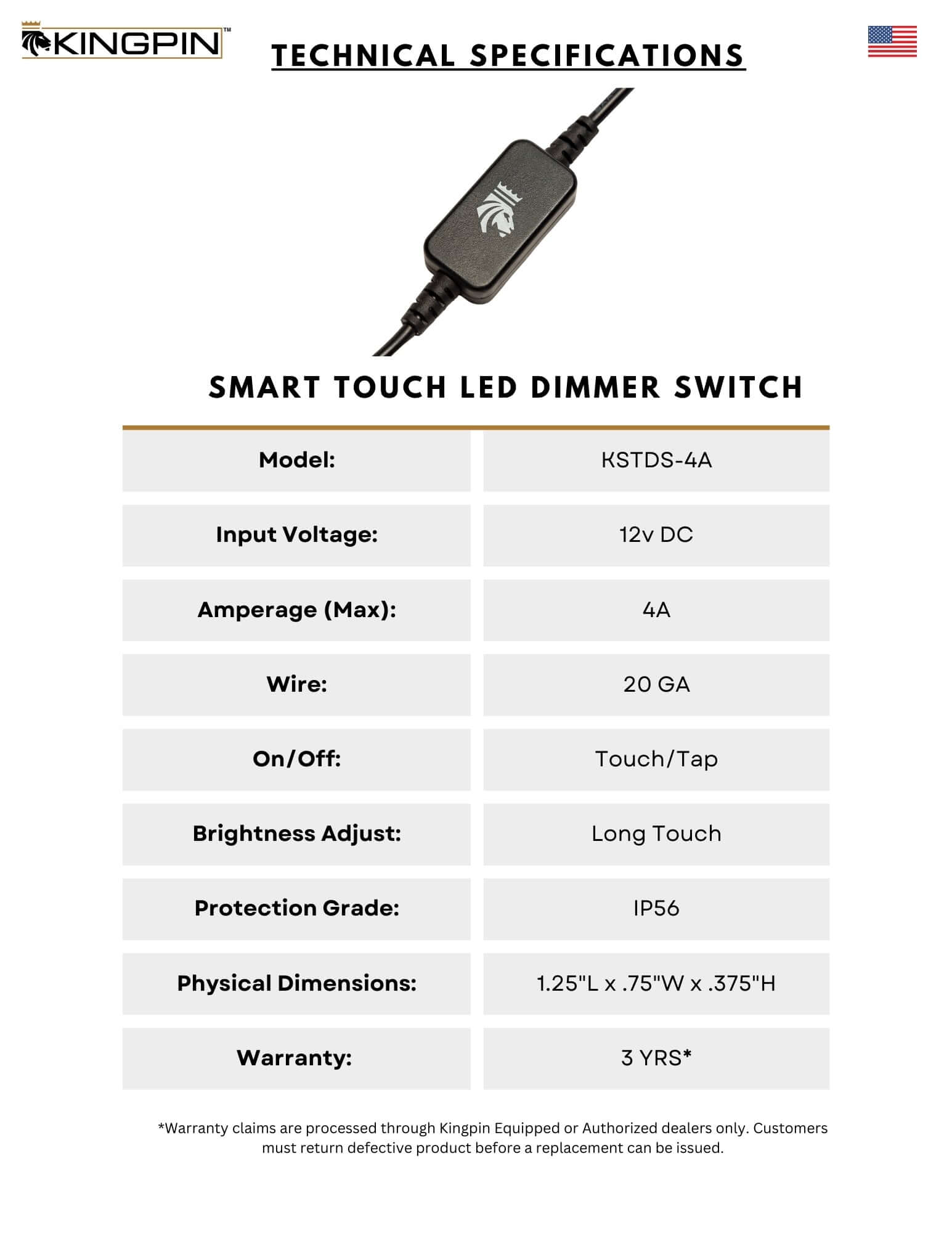 Kingpin Equipped - Touch Dimmer Switch