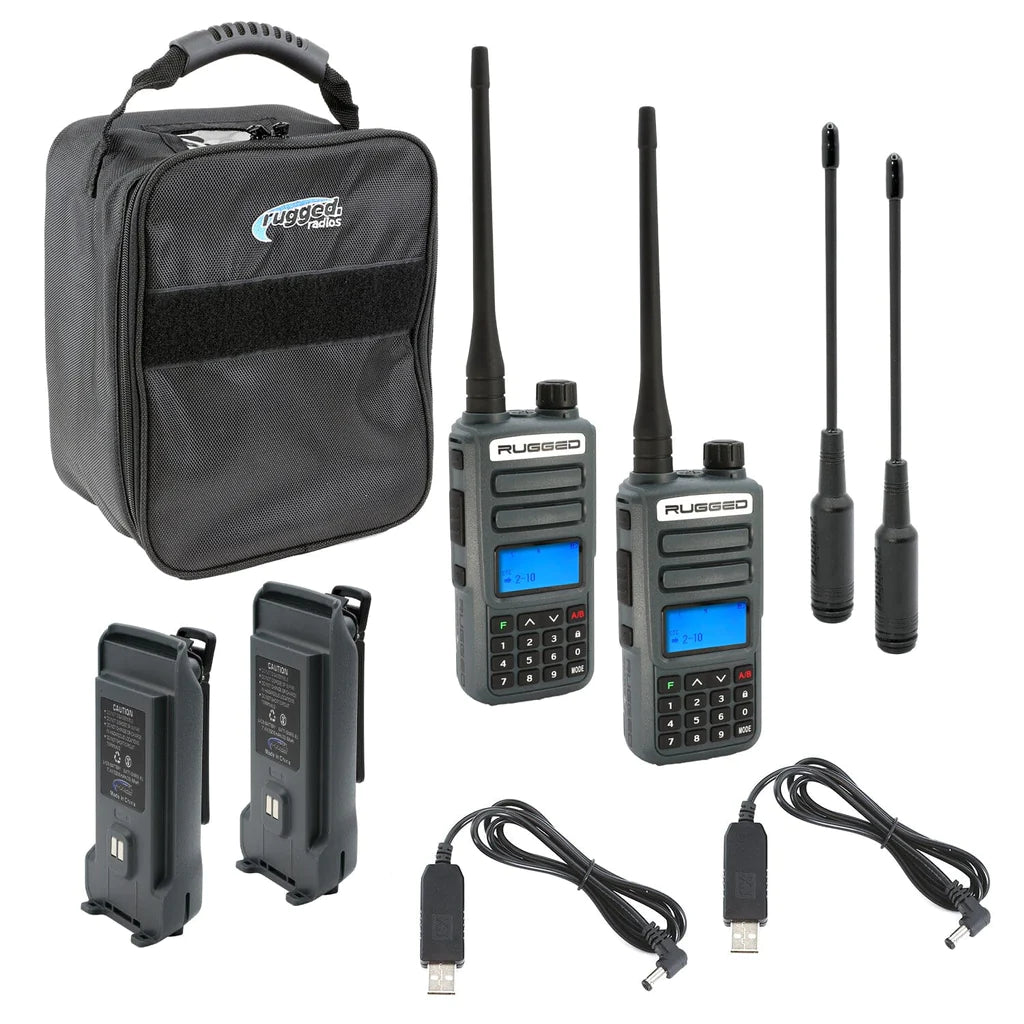 Rugged Radios - Adventure Pack - GMR2 PLUS - GMRS / FRS Two Way Handheld Radios with Accessories