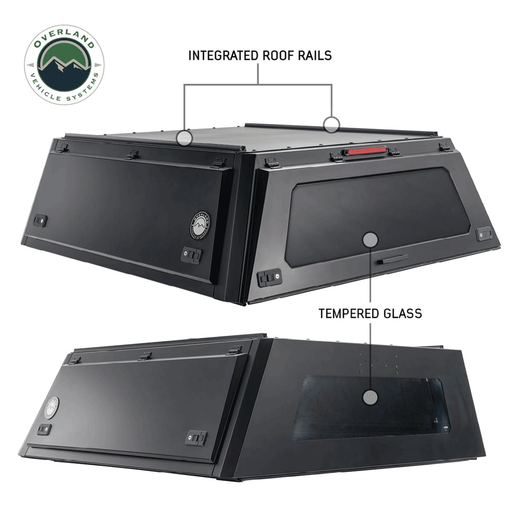 Overland Vehicle Systems - Expedition - Truck Cap with Full Wing Doors, Front & Rear Windows & 3rd Brake Light