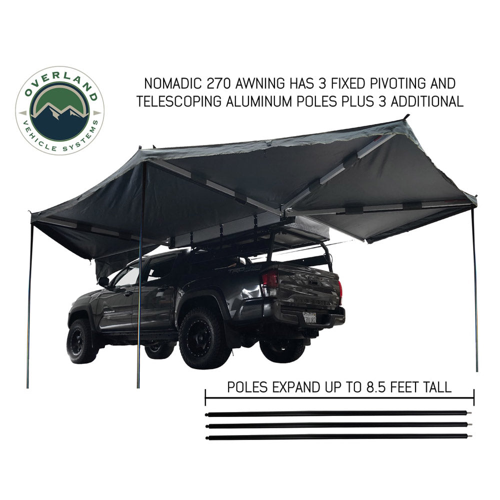 Overland Vehicle Systems - HD Nomadic 270 Degree Awning - Driver Side - Dark Gray Awning With Black Cover