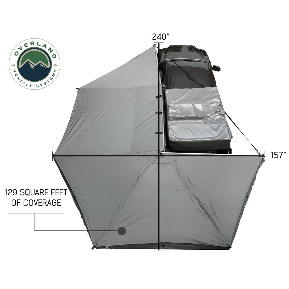 Overland Vehicle Systems - Nomadic Awning 270 - Driver Side - Dark Gray Cover with Black Cover Universal