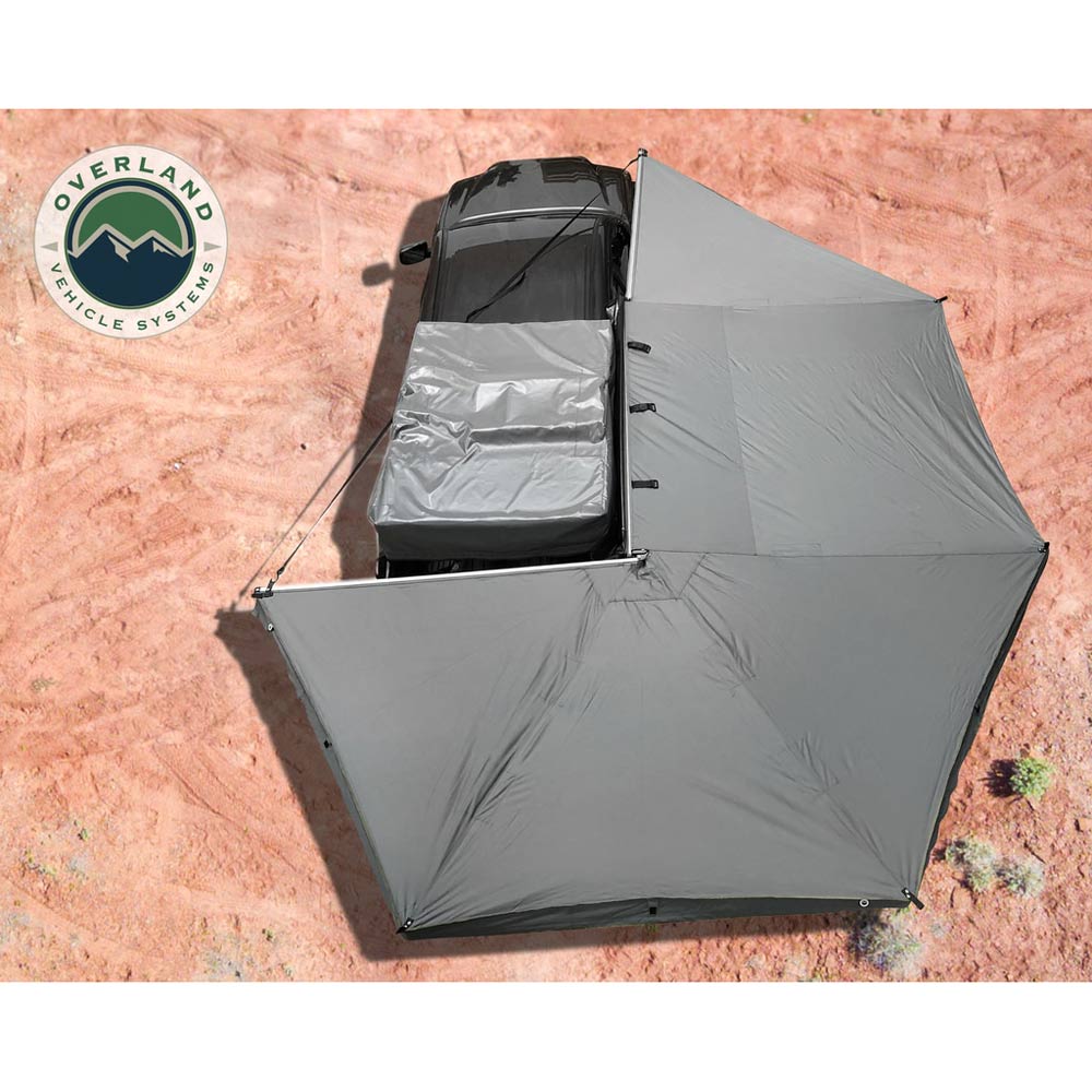 Overland Vehicle Systems - HD Nomadic 270 Degree Awning - Passenger Side - Dark Gray Awning With Black Cover
