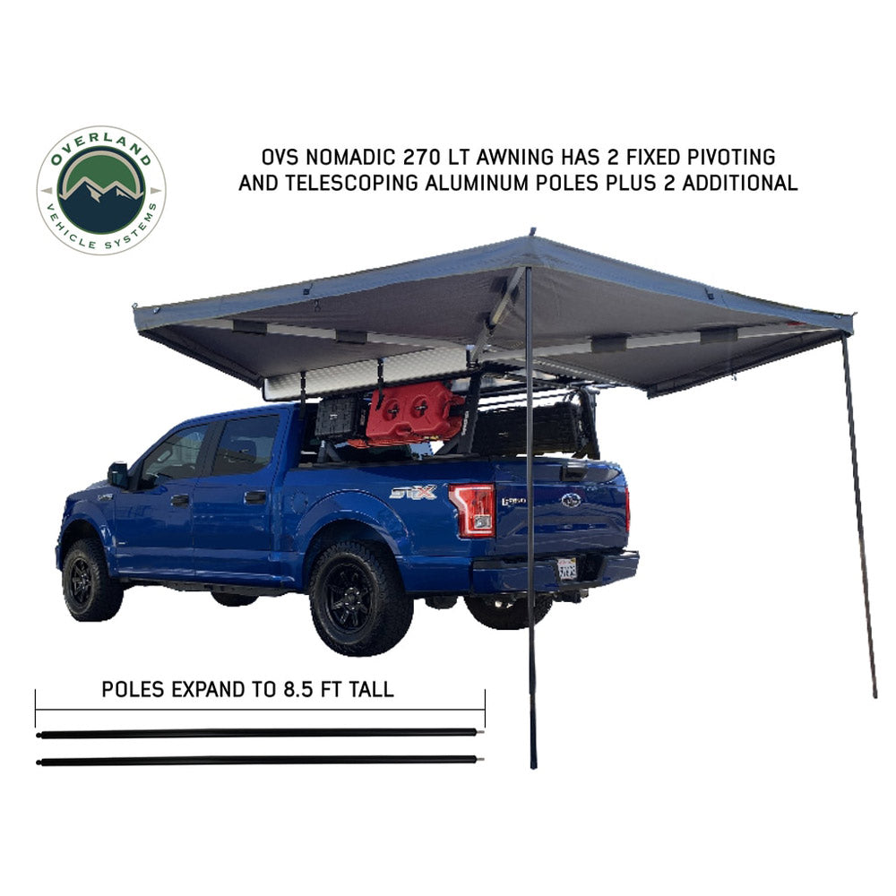 Overland Vehicle Systems - HD Nomadic 270 LT Awning - Driver Side - Dark Gray with Black Travel Cover Universal