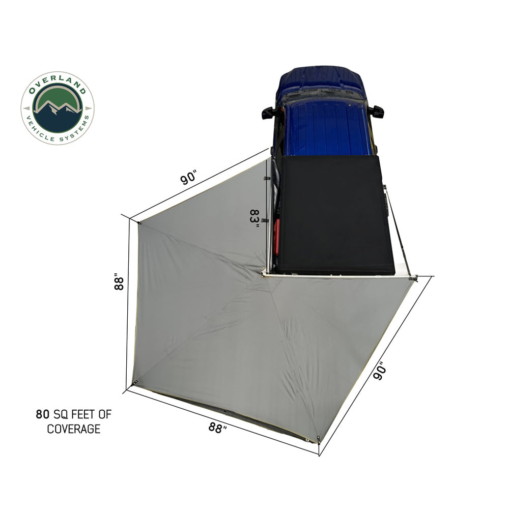 Overland Vehicle Systems - Nomadic 270 LT Awning - Driver Side - Dark Gray Cover with Black Cover Universal