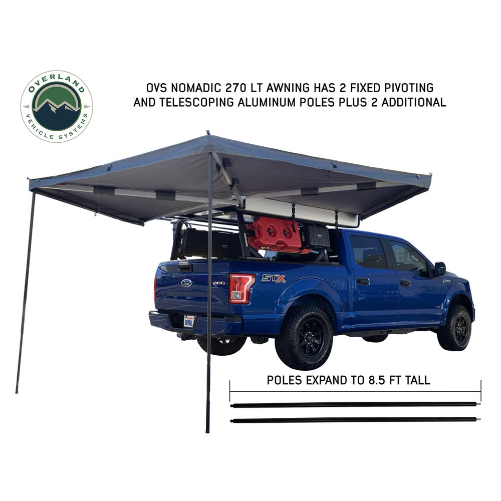 Overland Vehicle Systems - HD Nomadic 270 LT Awning - Passenger Side - Dark Gray with Black Travel Cover Universal