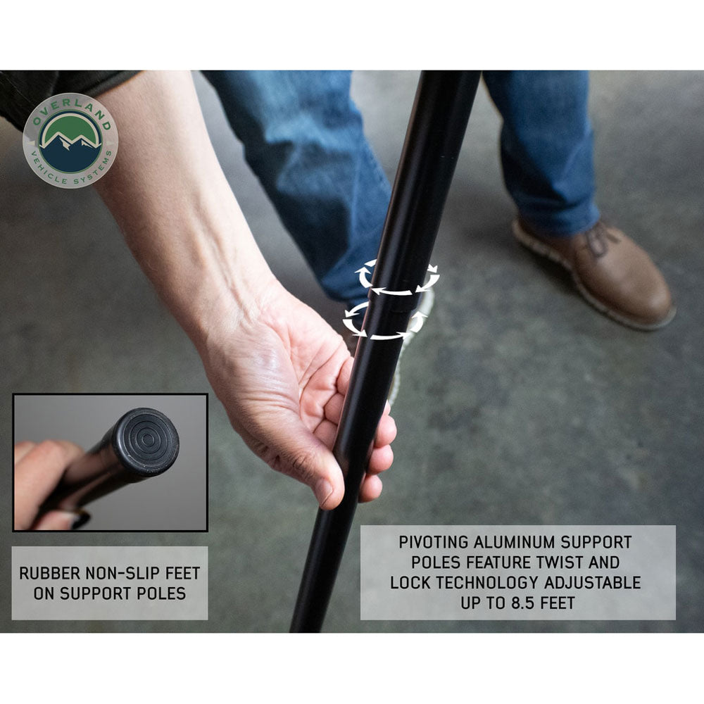 Overland Vehicle Systems - HD Nomadic 270 LT Awning - Passenger Side - Dark Gray with Black Travel Cover Universal