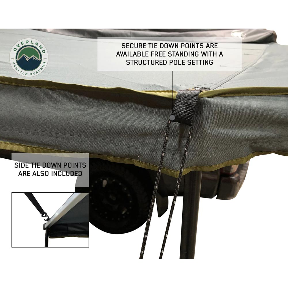 Overland Vehicle Systems - HD Nomadic 270 Degree Awning - Driver Side - Dark Gray Awning With Black Cover