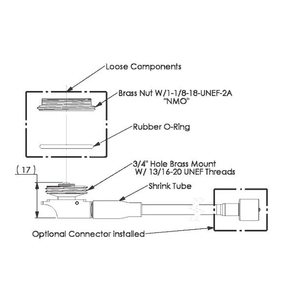 Laird - MB8PI: 3/4 Thru-Hole NMO Mount with 17 Ft. RG-58A/U Cable & PL 259 Installed
