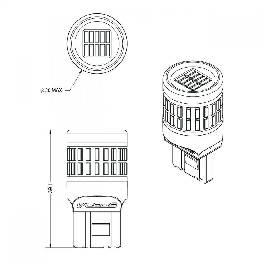 VLEDS - Red 50 LED 7443 7443CK 7440 - Brake Light