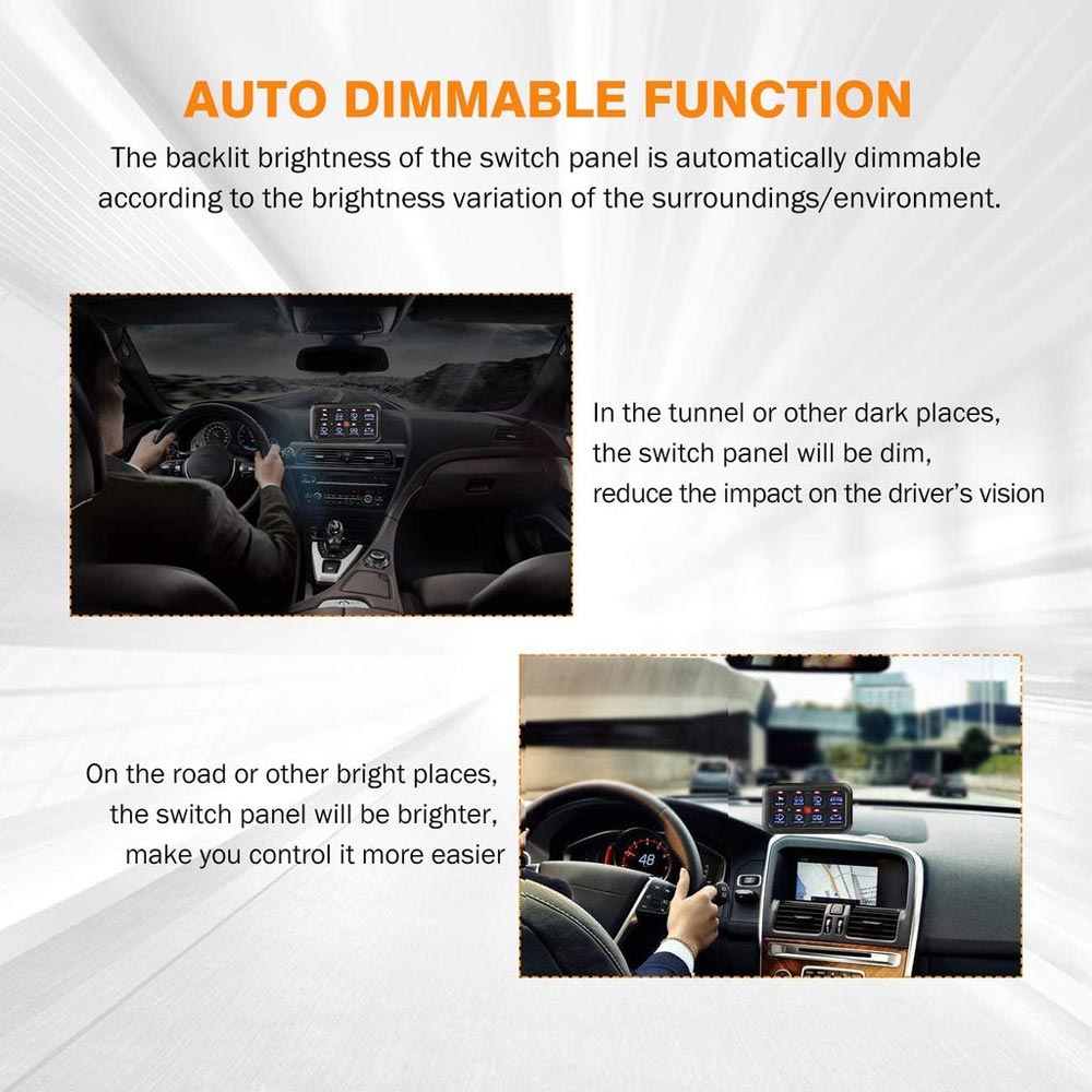 Auxbeam - 8 Gang LED Switch Panel Kit - Automatic Dimmable Universal (Two-Sided Outlet) - Blue