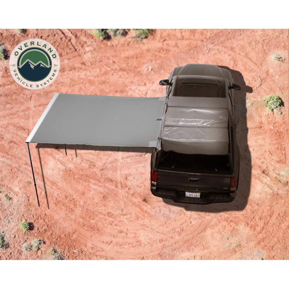 Overland Vehicle Systems - HD Nomadic 2.0 - 6.5' Awning - Grey Body, Green Trim & Black Travel Cover