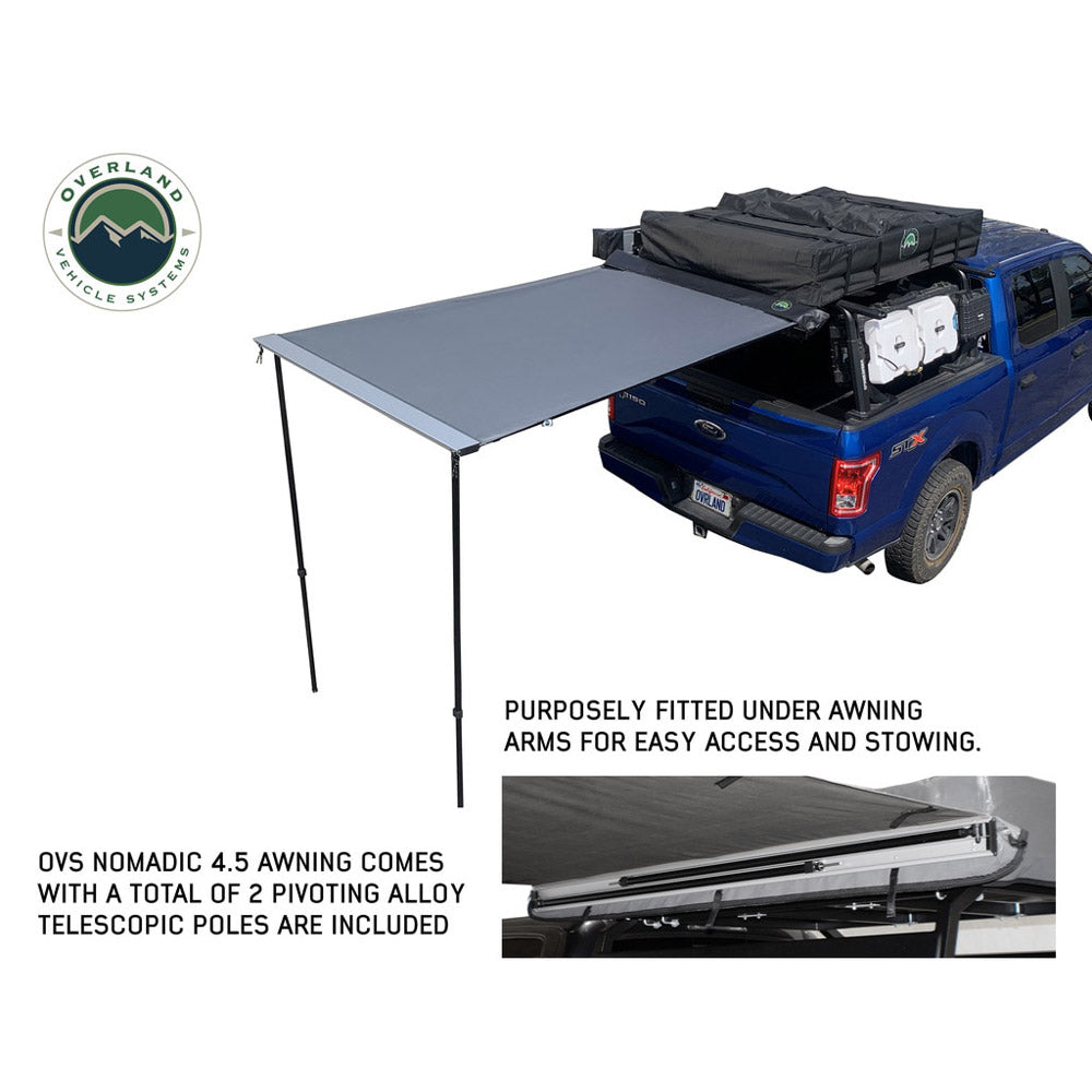 Overland Vehicle Systems - HD Nomadic 4.5' Awning - Grey Body, Green Trim & Black Travel Cover