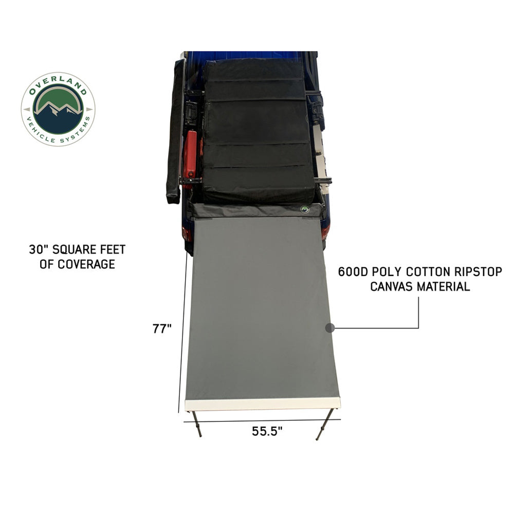 Overland Vehicle Systems - HD Nomadic 4.5' Awning - Grey Body, Green Trim & Black Travel Cover