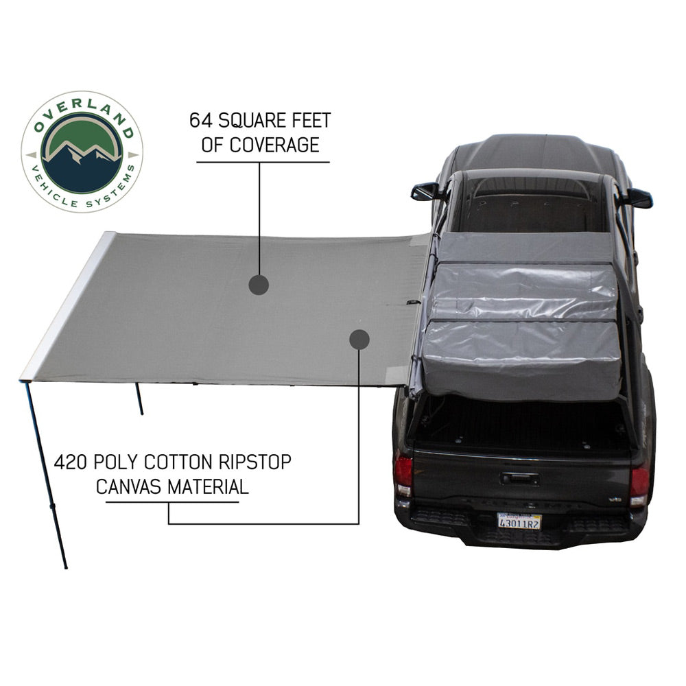 Overland Vehicle Systems - HD Nomadic 2.0 - 6.5' Awning - Grey Body, Green Trim & Black Travel Cover