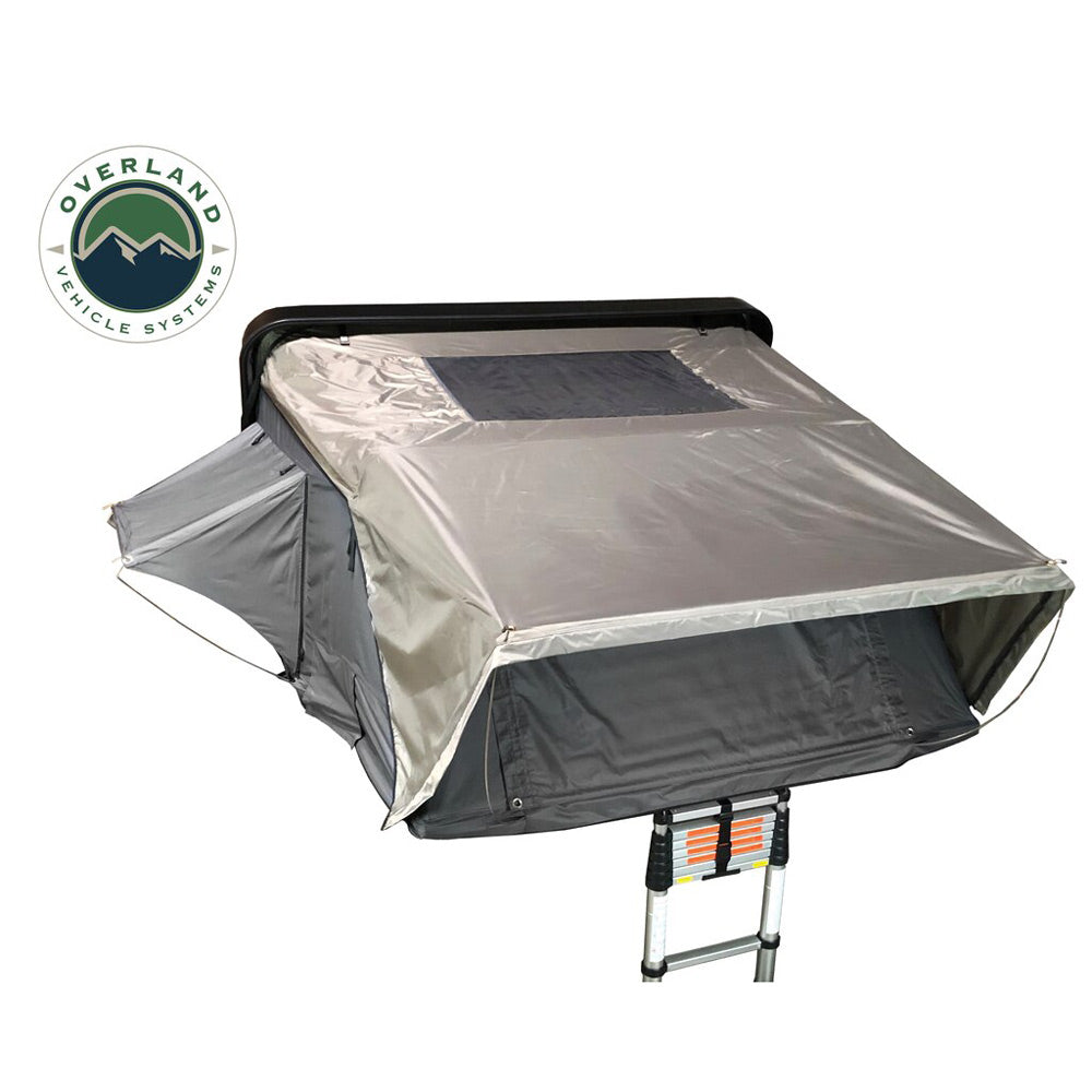 Overland Vehicle Systems - HD Bushveld Cantilever Hard Shell Roof Top Tent Grey Body & Tan Rainfly