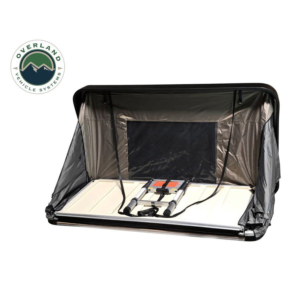Overland Vehicle Systems - HD Bushveld Cantilever Hard Shell Roof Top Tent Grey Body & Tan Rainfly
