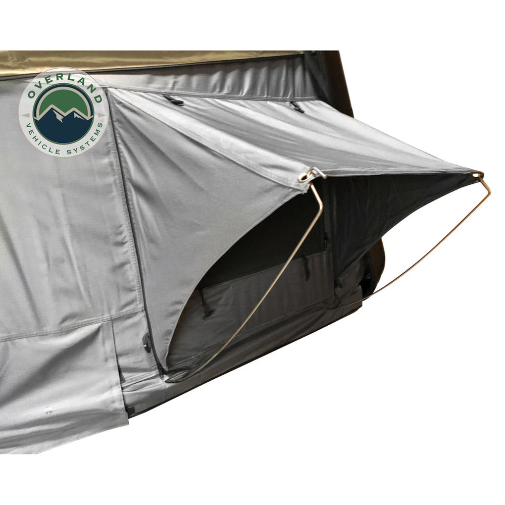 Overland Vehicle Systems - HD Bushveld Cantilever Hard Shell Roof Top Tent Grey Body & Tan Rainfly