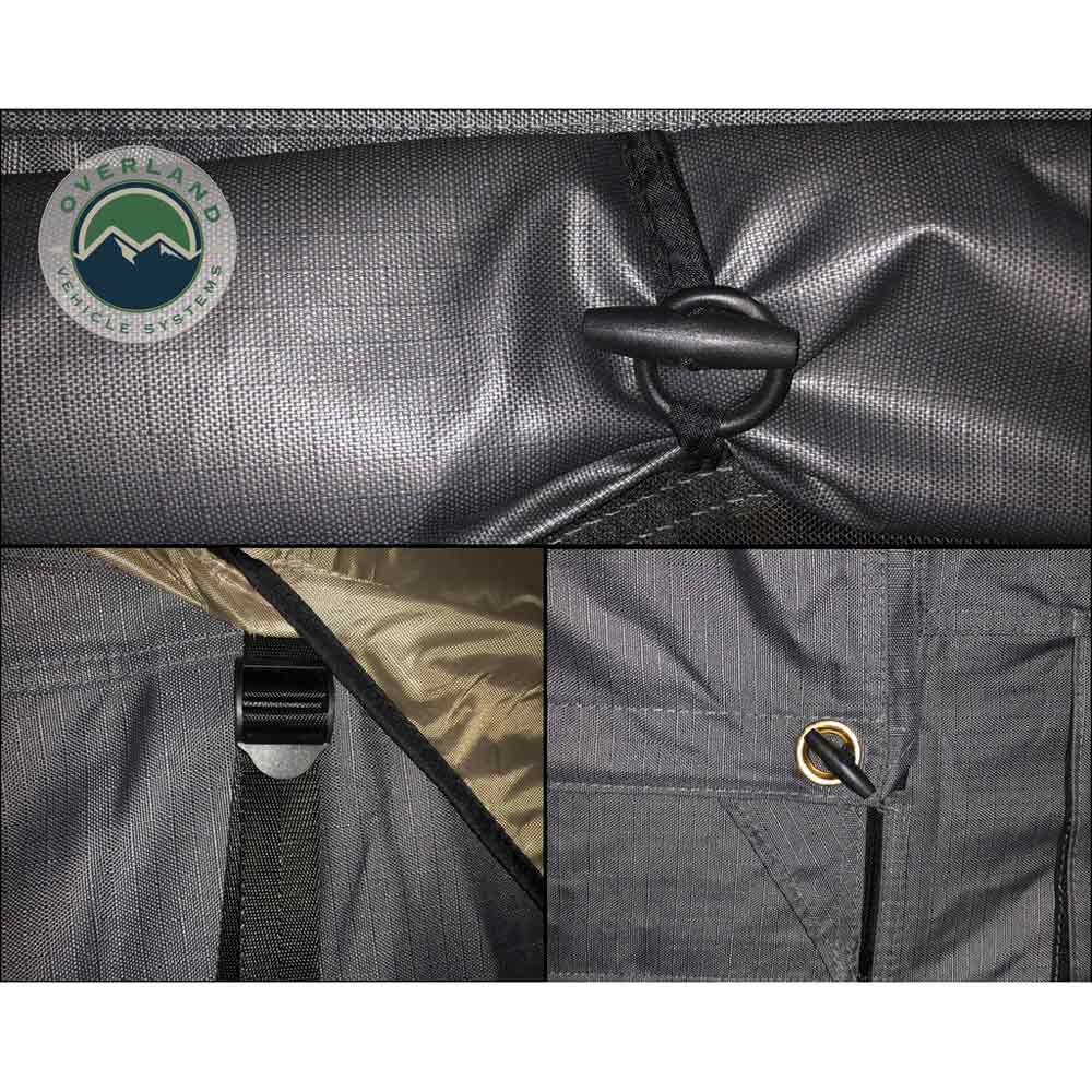 Overland Vehicle Systems - HD Bushveld Cantilever Hard Shell Roof Top Tent Grey Body & Tan Rainfly