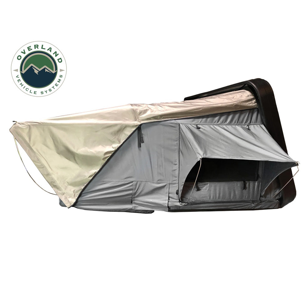 Overland Vehicle Systems - HD Bushveld Cantilever Hard Shell Roof Top Tent Grey Body & Tan Rainfly