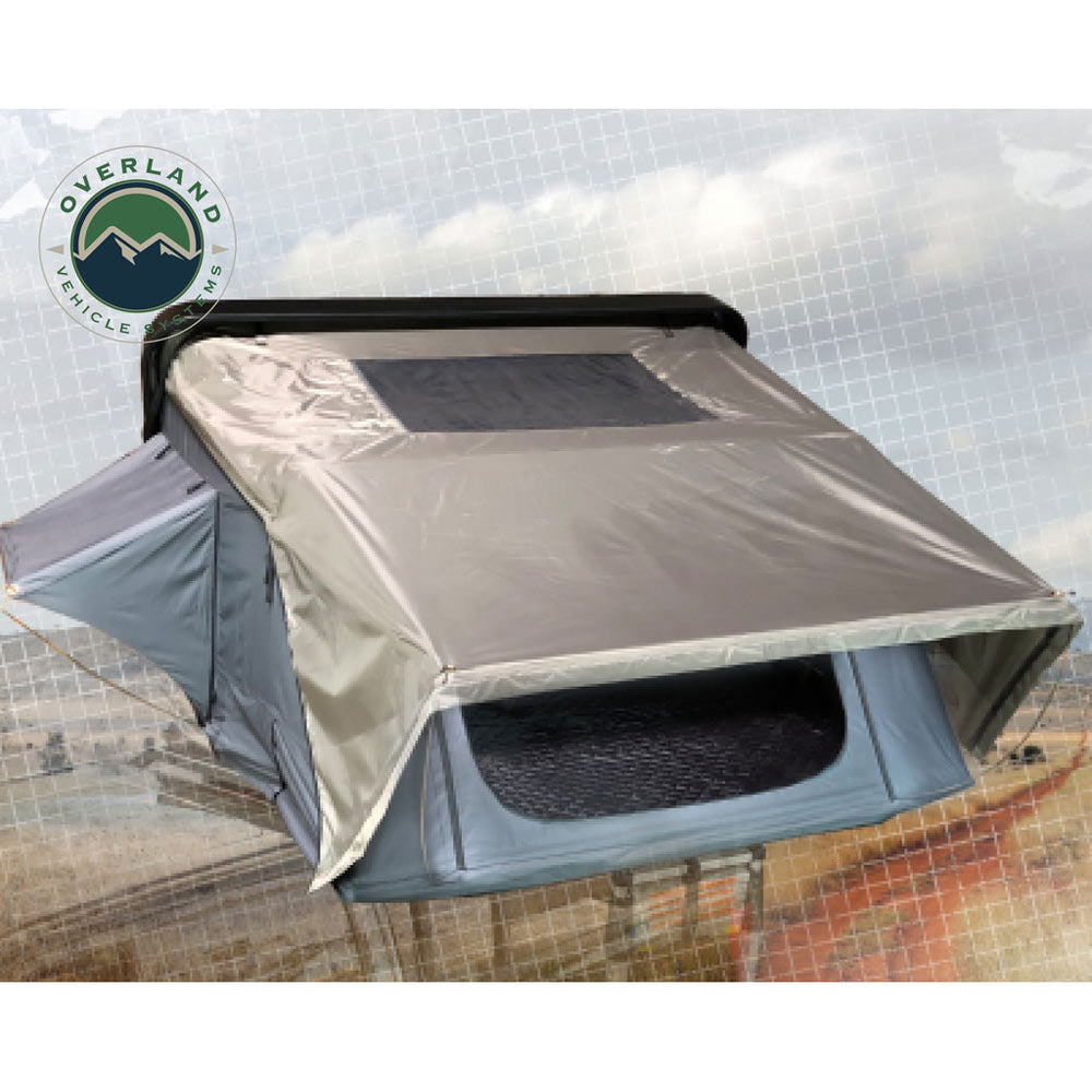 Overland Vehicle Systems - HD Bushveld Cantilever Hard Shell Roof Top Tent Grey Body & Tan Rainfly