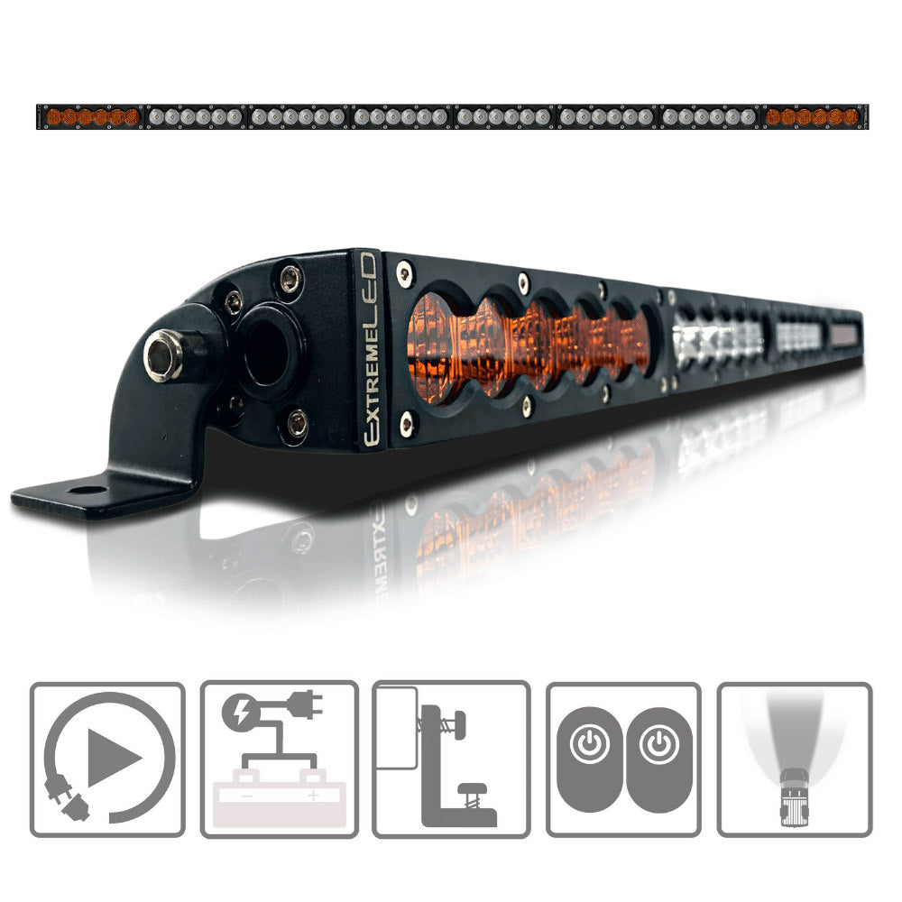 Extreme LED - 50" X6S Slim Amber/White 240W LED Light Bar & Harness