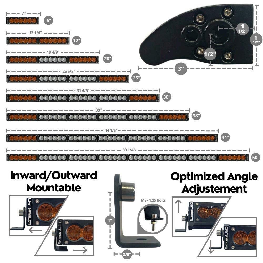 Extreme LED - 50" X6S Slim Amber/White 240W LED Light Bar & Harness