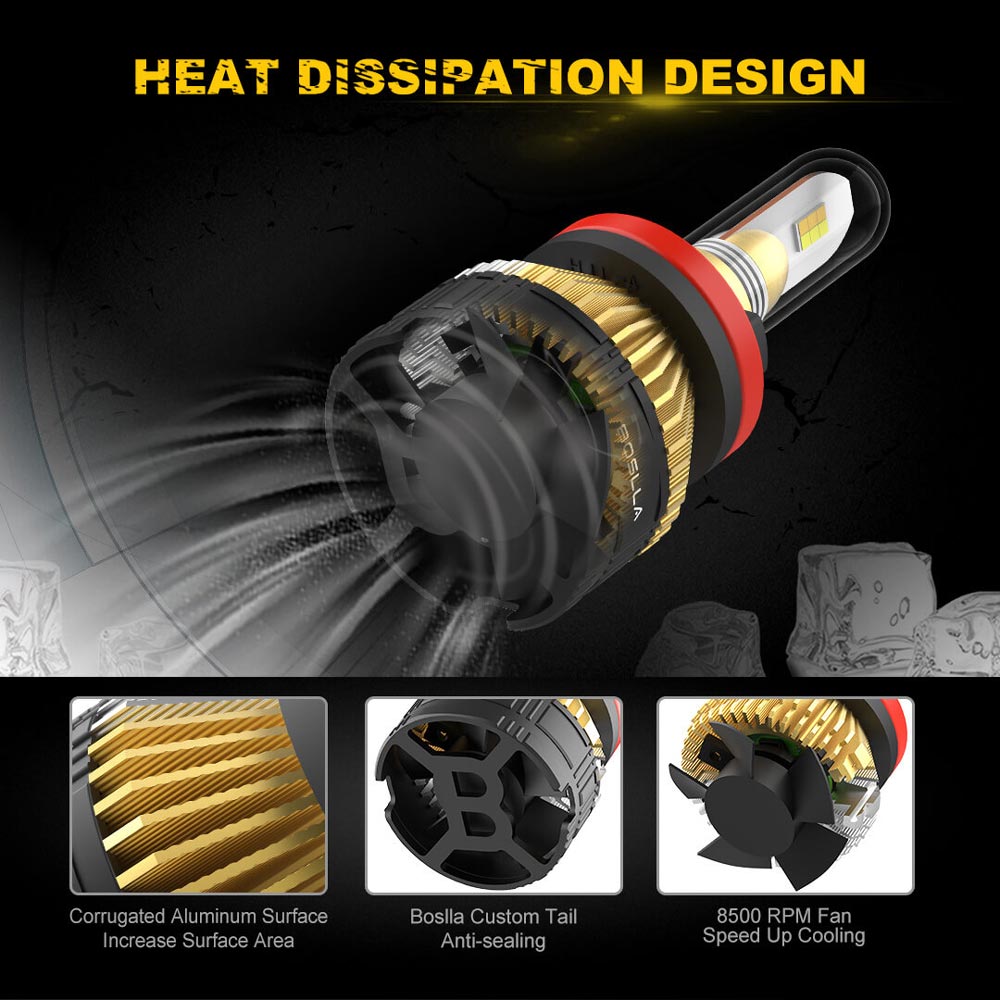 Boslla - Bullet B4 Series H11 H8 H9 LED Headlight Bulb Fog Light Bulb