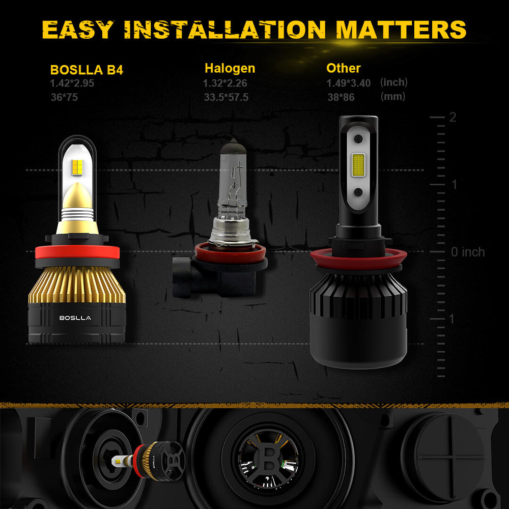 Boslla - Bullet B4 Series H11 H8 H9 LED Headlight Bulb Fog Light Bulb