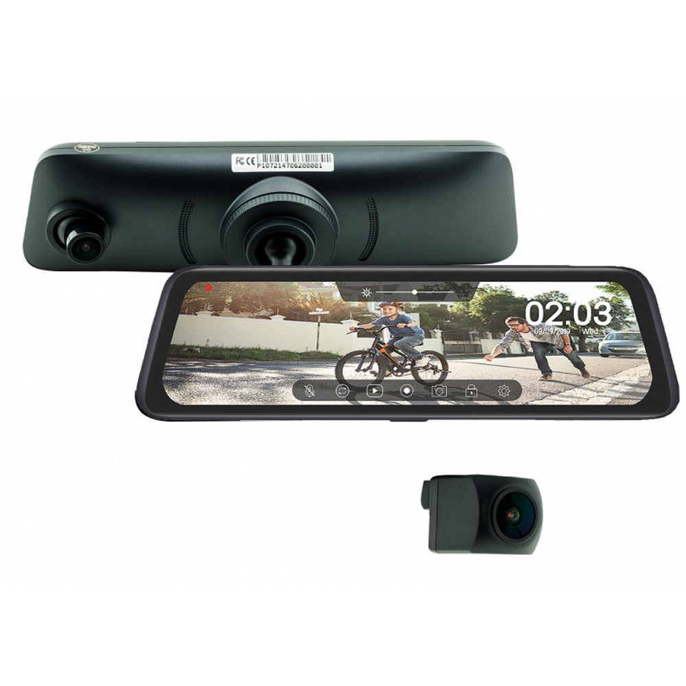 Echo Master - Full Screen Rear View Mirror Replacement Monitor w/ DVR & Backup Camera Kit