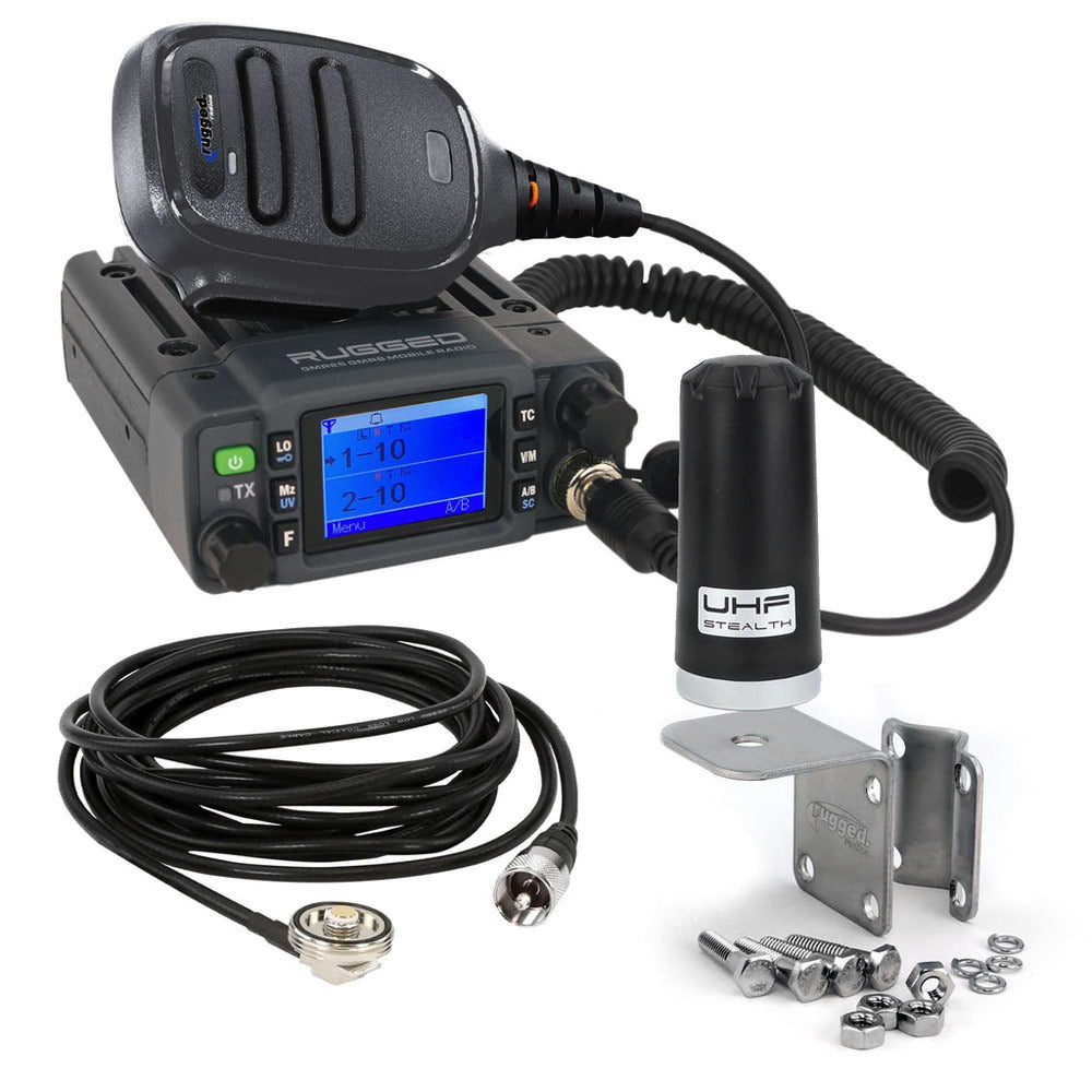 Rugged Radios - Radio Kit Lite - GMR25 Waterproof GMRS Band Mobile Radio with Stealth Antenna