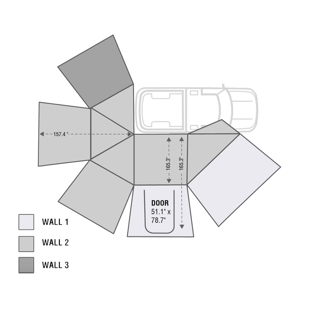 Overland Vehicle Systems - HD Nomadic 270 Degree Awning Wall 3 - Passenger Side