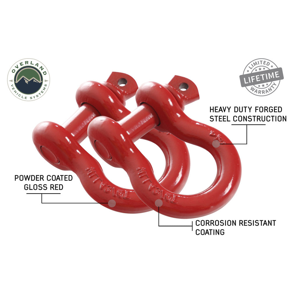 OVS - Recovery Shackle D-Rings - 3/4" 4.75 Ton (Pairs)
