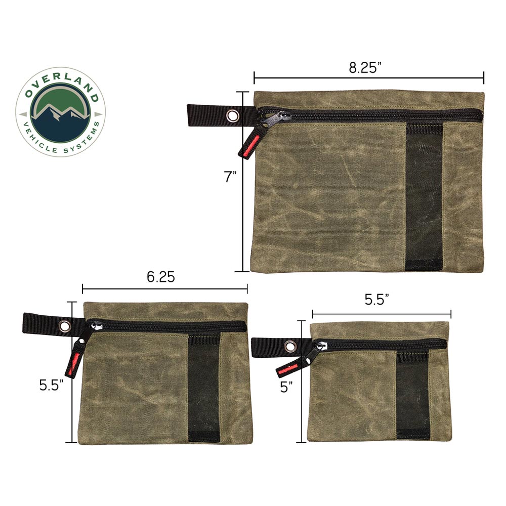 Overland Vehicle Systems - Small Size 3-Bag Set of Storage Bags - #12 Waxed Canvas