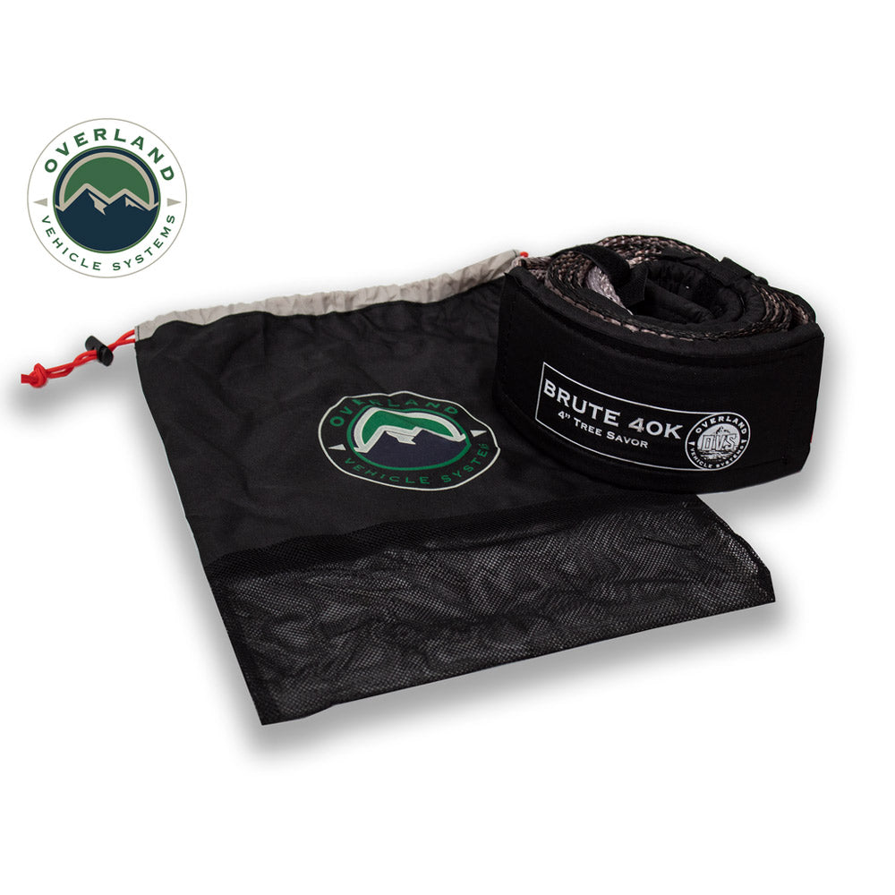 Overland Vehicle Systems - Tow Strap 40,000 lb. 4" x 8' Gray with Black Ends & Storage Bag Universal