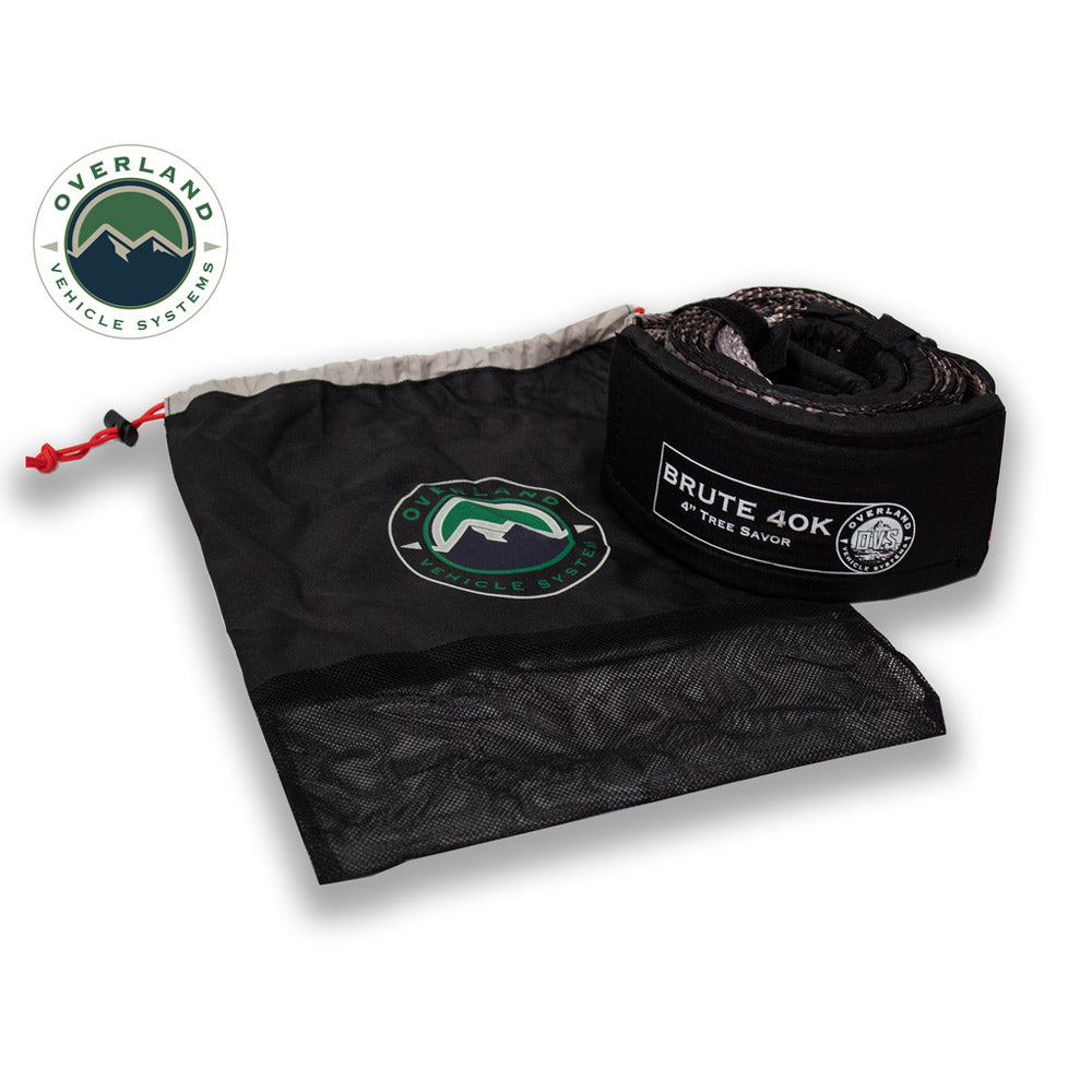Overland Vehicle Systems - Tow Strap 4" x 20' 40,000 LB. Gray with Black Ends & Storage Bag